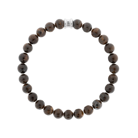 8mm Round Gemstone Bracelet Bronzite - STEEL & BARNETT