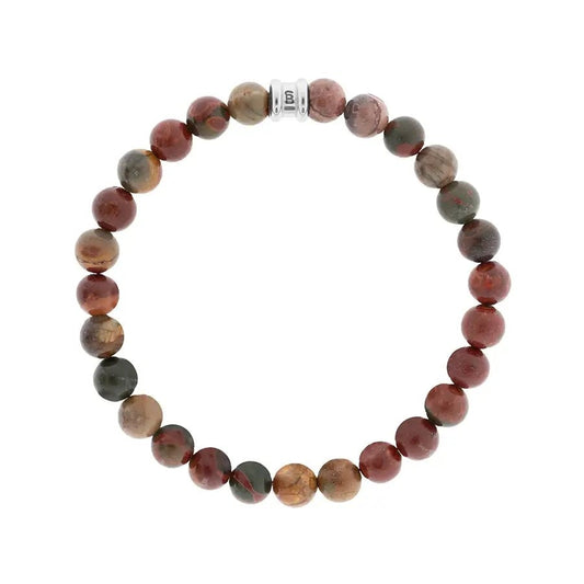 8mm Round Gemstone Bracelet Cherry Creek Jasper - STEEL & BARNETT