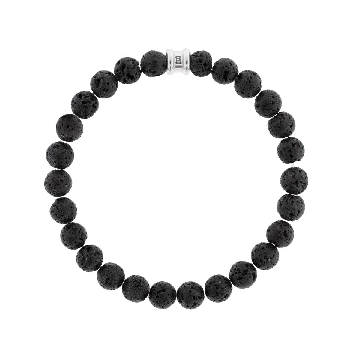 8mm Round Natural Black Lava Stone Beaded Bracelet