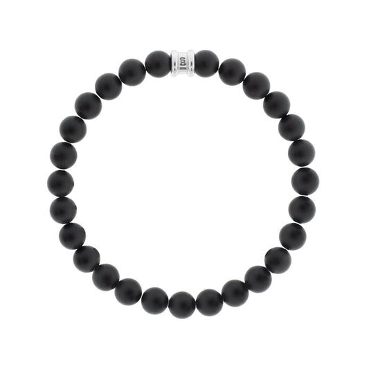 8mm Round Gemstone Bracelet Matt Black Onyx - STEEL & BARNETT