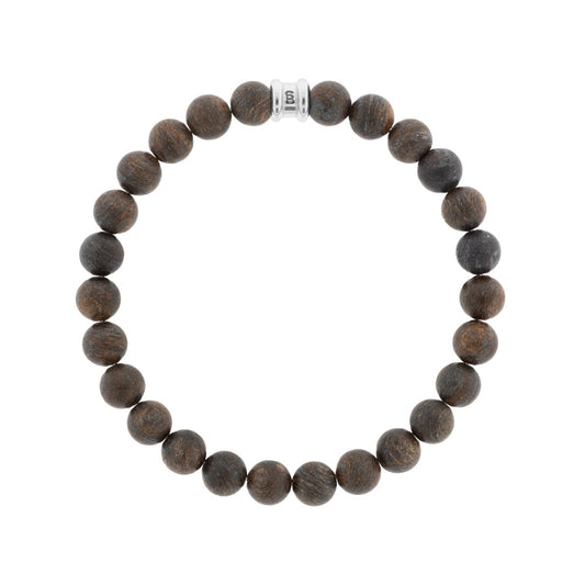 8mm Round Gemstone Bracelet Matt Bronzite - STEEL & BARNETT