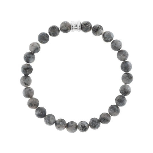 8mm Round Gemstone Bracelet Matt Labradorite - STEEL & BARNETT
