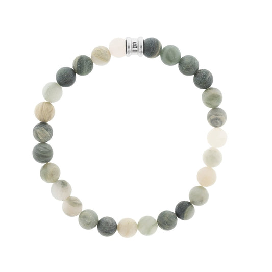 8mm Round Gemstone Bracelet Matt Mud - STEEL & BARNETT