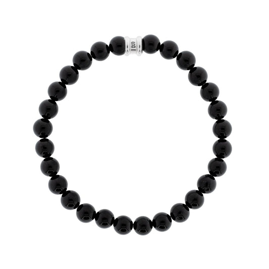 8mm Round Gemstone Bracelet Obsidian - STEEL & BARNETT