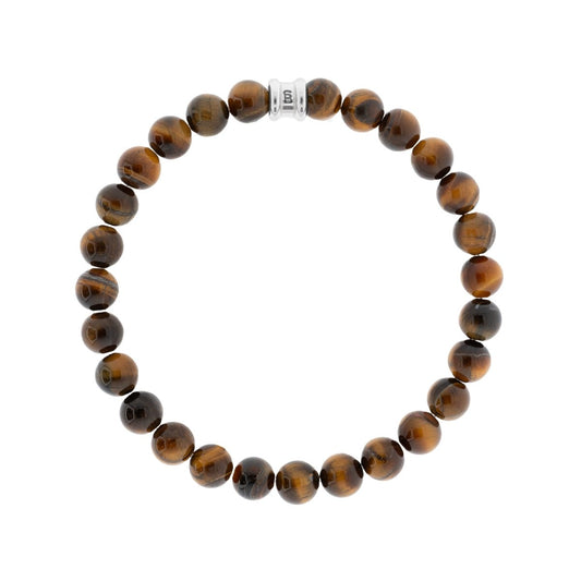 8mm Round Gemstone Bracelet Tiger Eye - STEEL & BARNETT