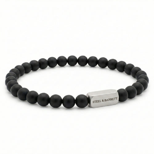 6mm Round Black Onyx Gemstone Bead Bracelet