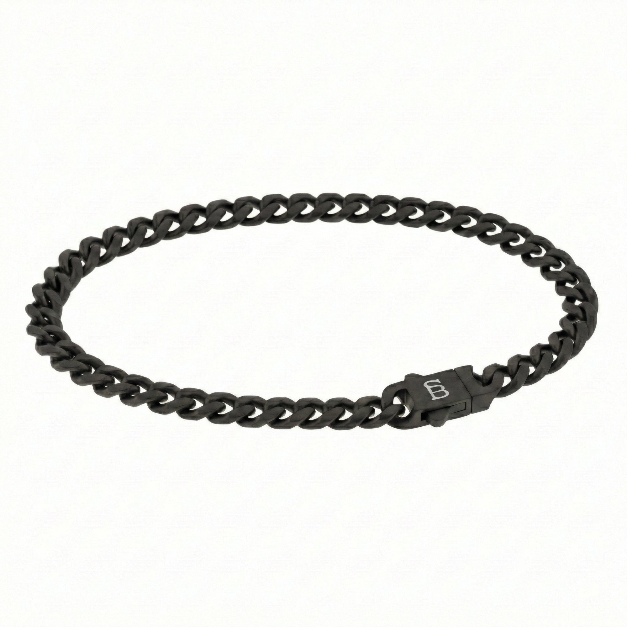 Link Chain Bracelet In Black Stainless Steel