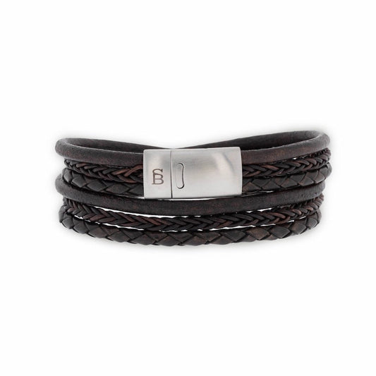 Bonacci Leather Bracelet Brown - STEEL & BARNETT