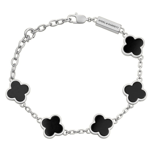 Clover Gemstone Bracelet Black Onyx - STEEL & BARNETT