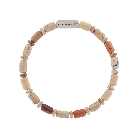 Colourful Cal Barrel Gemstone Bracelet Aqua Terra - STEEL & BARNETT