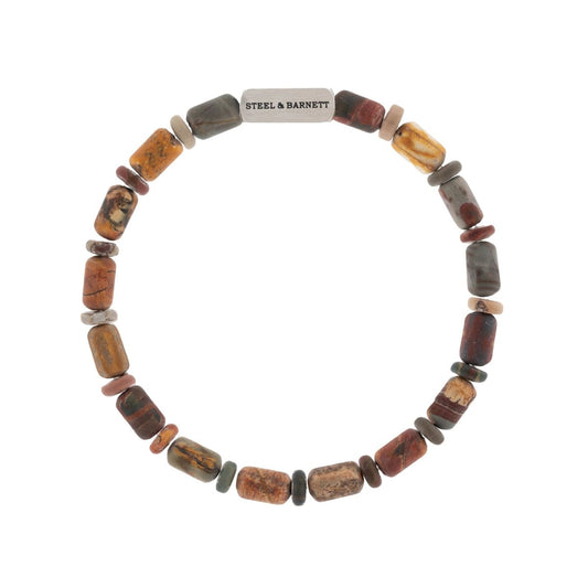 Colourful Cal Barrel Gemstone Bracelet Matt Pine - STEEL & BARNETT