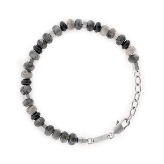 Cyrus Gemstone Bracelet Graphite Adjustable - STEEL & BARNETT