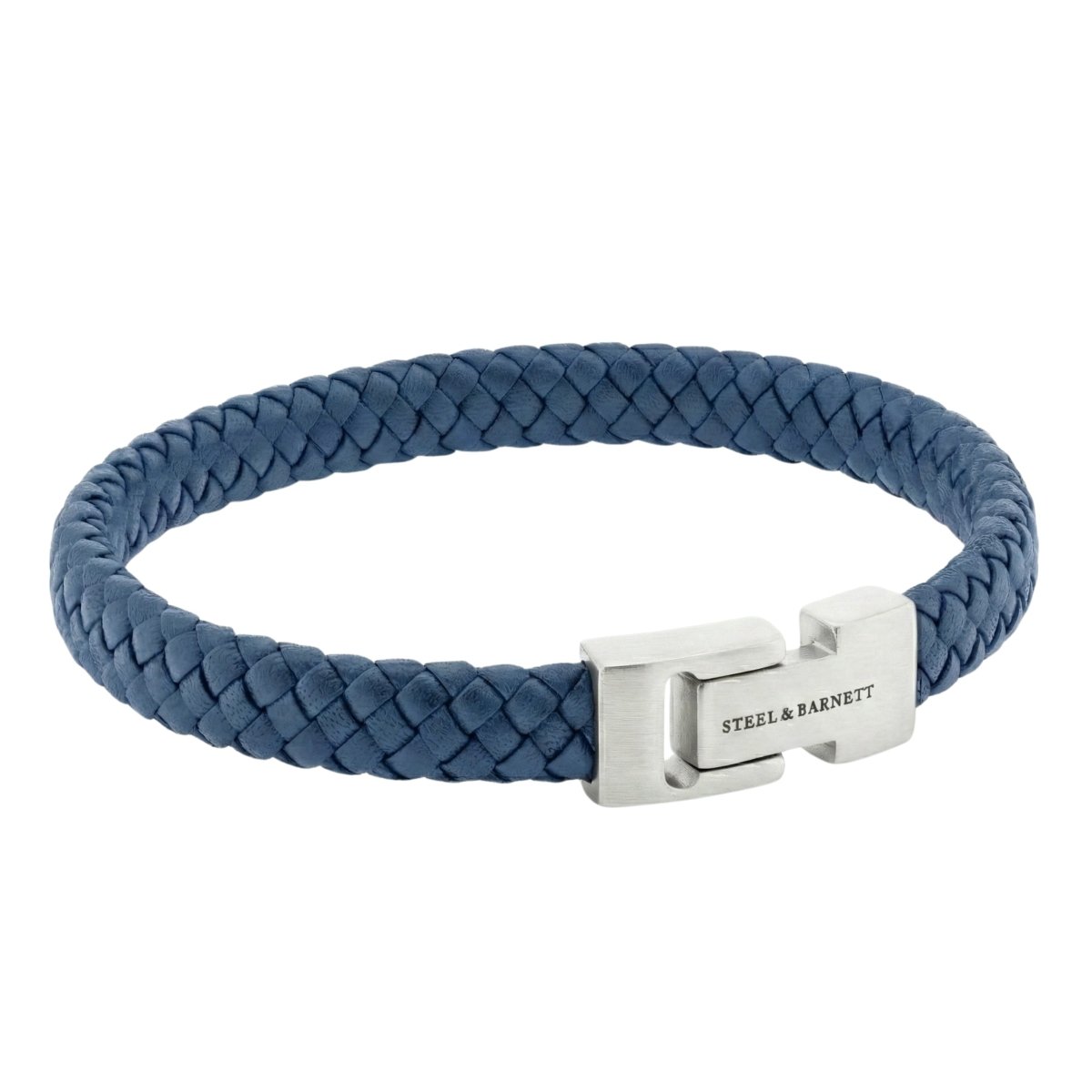 Denim Jeans Blue Braided Leather Men's Bracelet