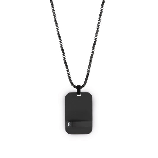 Dogtag Necklace Black Adjustable 60 - 70cm/24 - 28' - STEEL & BARNETT