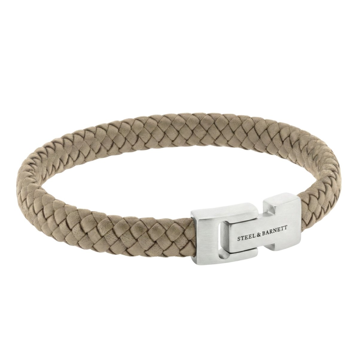 Ecru Braided Leather Men's Bracelet - STEEL & BARNETT