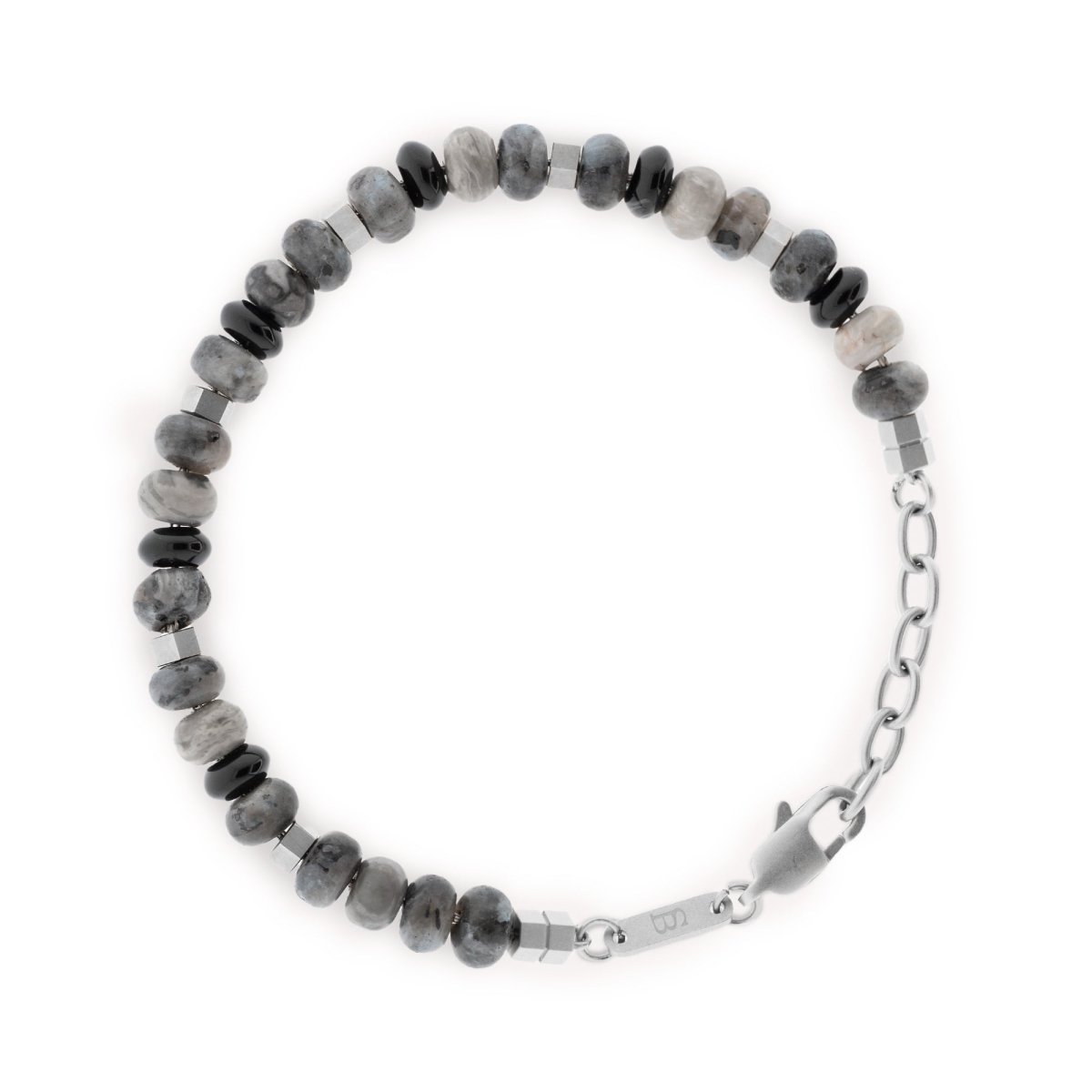 Gift | Cyrus Gemstone Bracelet Graphite Adjustable - STEEL & BARNETT
