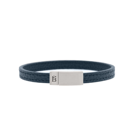 Grady Leather Bracelet Blue - STEEL & BARNETT