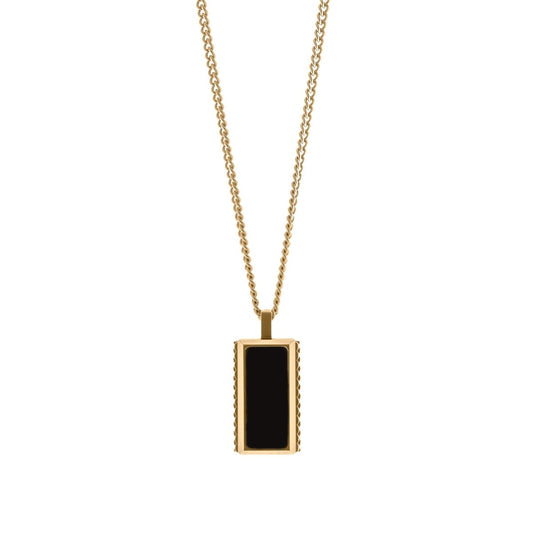 Hatton Gemstone Necklace Black Onyx/18K Gold Adjustable 60 - 70cm/24 - 28' - STEEL & BARNETT