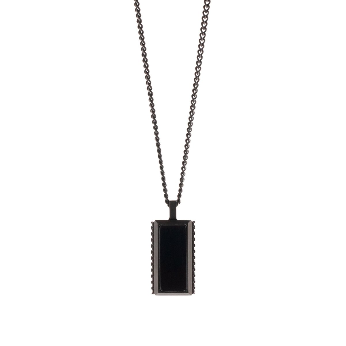 Hatton Gemstone Necklace Black/Black Onyx Adjustable 60 - 70cm/24 - 28' - STEEL & BARNETT