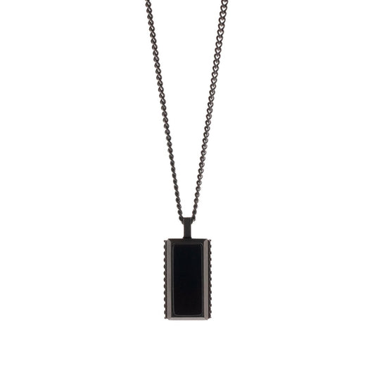 Hatton Gemstone Necklace Black/Black Onyx Adjustable 60 - 70cm/24 - 28' - STEEL & BARNETT