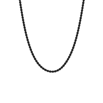 Thin Black Stainless Steel Twisted Rope Chain Necklace