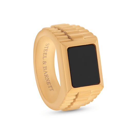 Hudson Gemstone Ring Black Onyx/18K Gold - STEEL & BARNETT