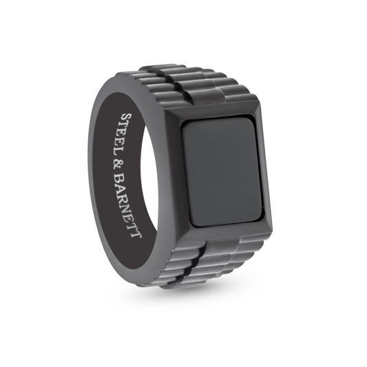 Hudson Gemstone Ring Black/Black Onyx - STEEL & BARNETT