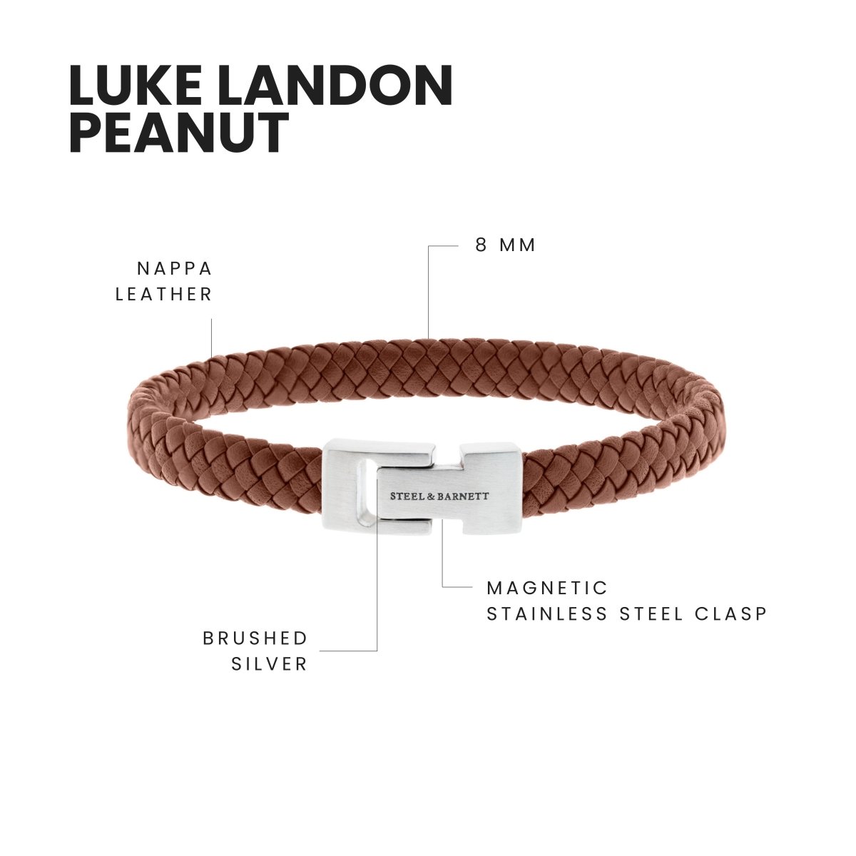Leather Bracelet Archie Peanut - STEEL & BARNETT