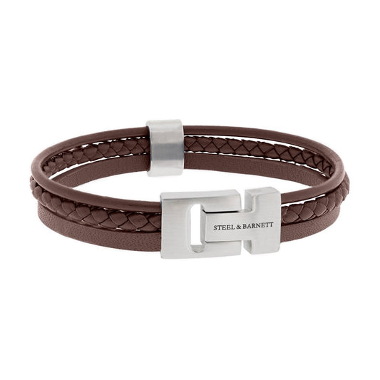 Leather Bracelet Casual Cole Brown - STEEL & BARNETT