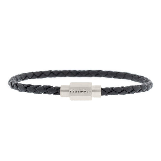 Luke Landon Nappa Leather Bracelet Black - STEEL & BARNETT