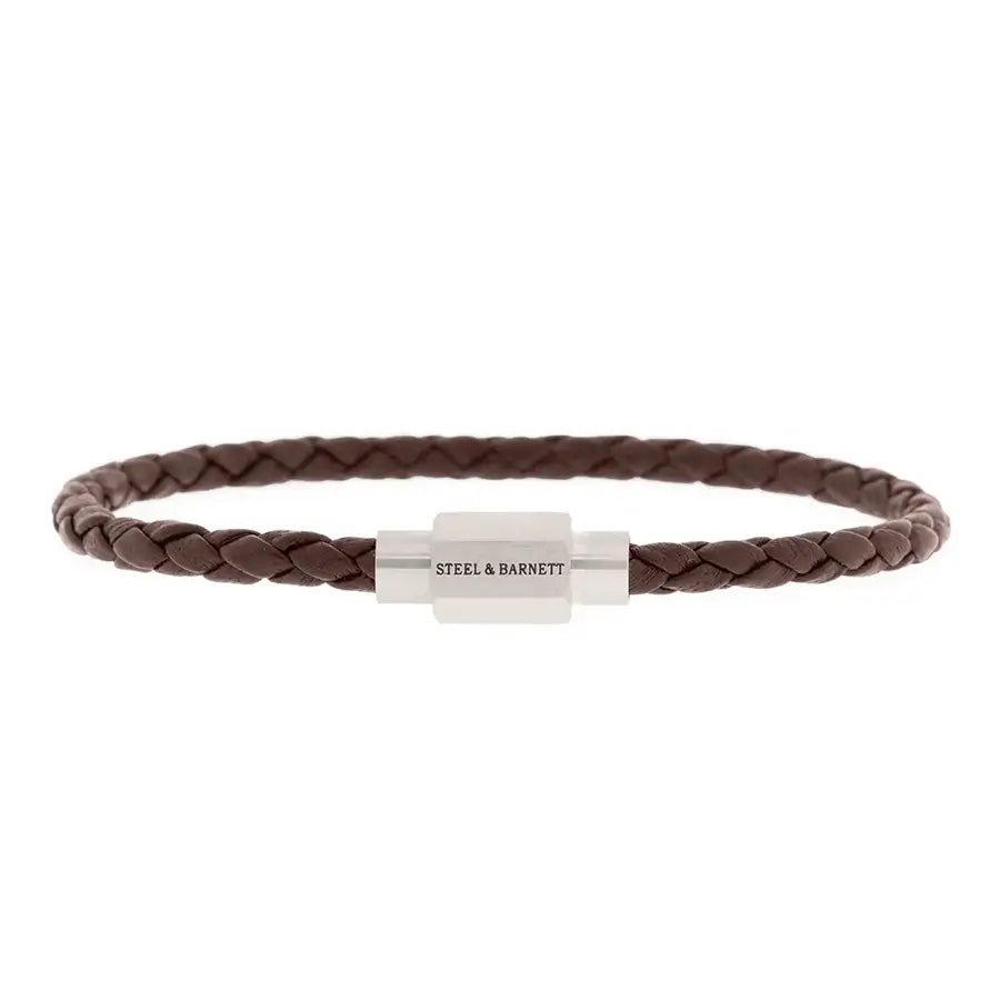 Thin Braided Brown Men’s Leather Bracelet