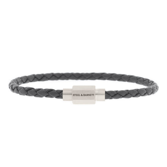 Luke Landon Nappa Leather Bracelet Dark Gray - STEEL & BARNETT