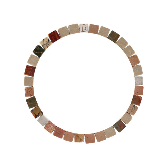 Memphis Cube Gemstone Bracelet Cherry Creek Jasper - STEEL & BARNETT