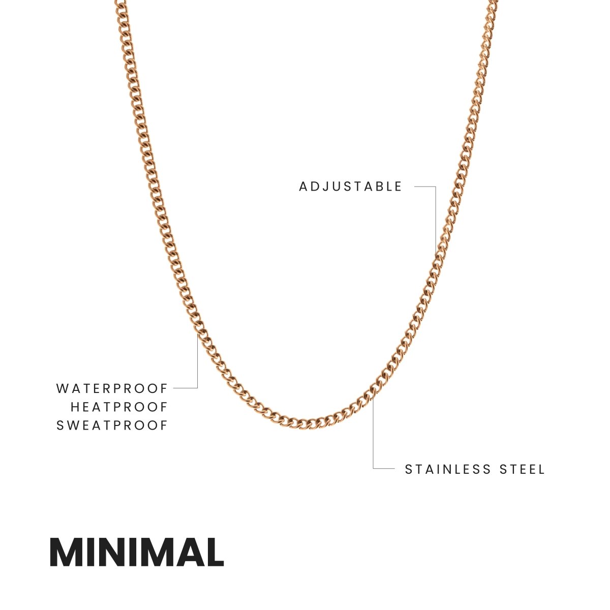 Minimal Chain Necklace 18K Gold Adjustable 50 - 60cm/20 - 24' - STEEL & BARNETT