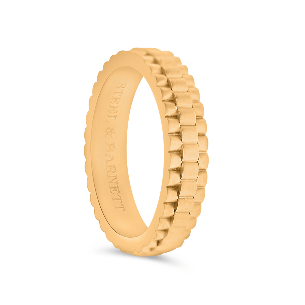 mens 18k gold plated watch link ring