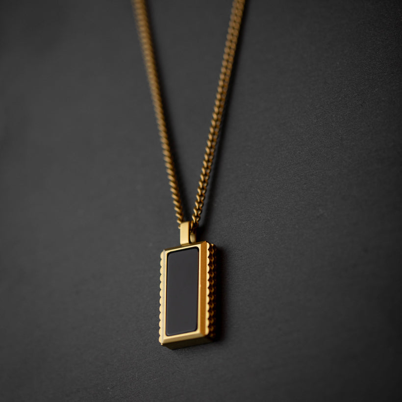Hatton - gold pendant necklace black gemstone 18K gold stainless steel steel and barnett