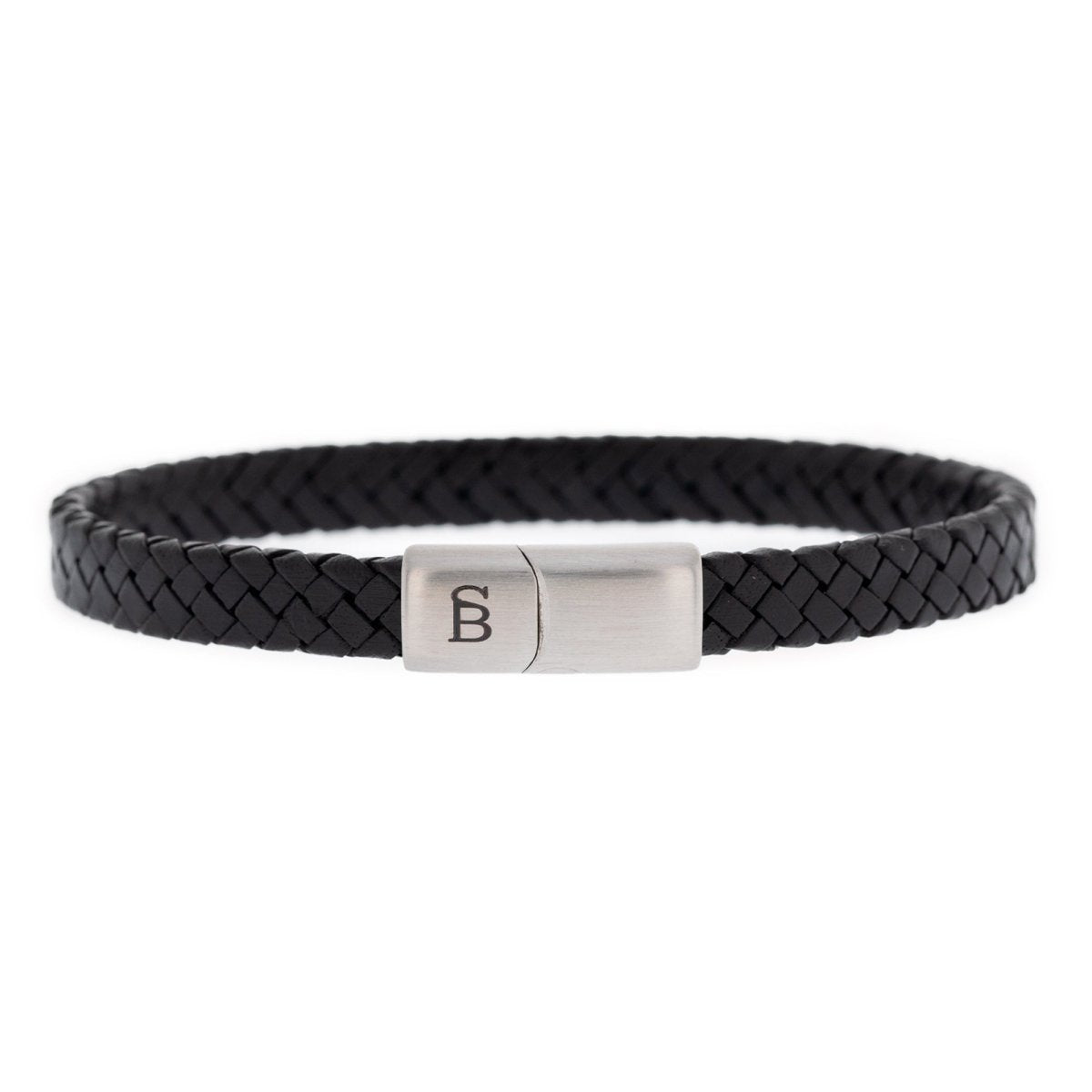 Black Leather Braided Bracelet For Men