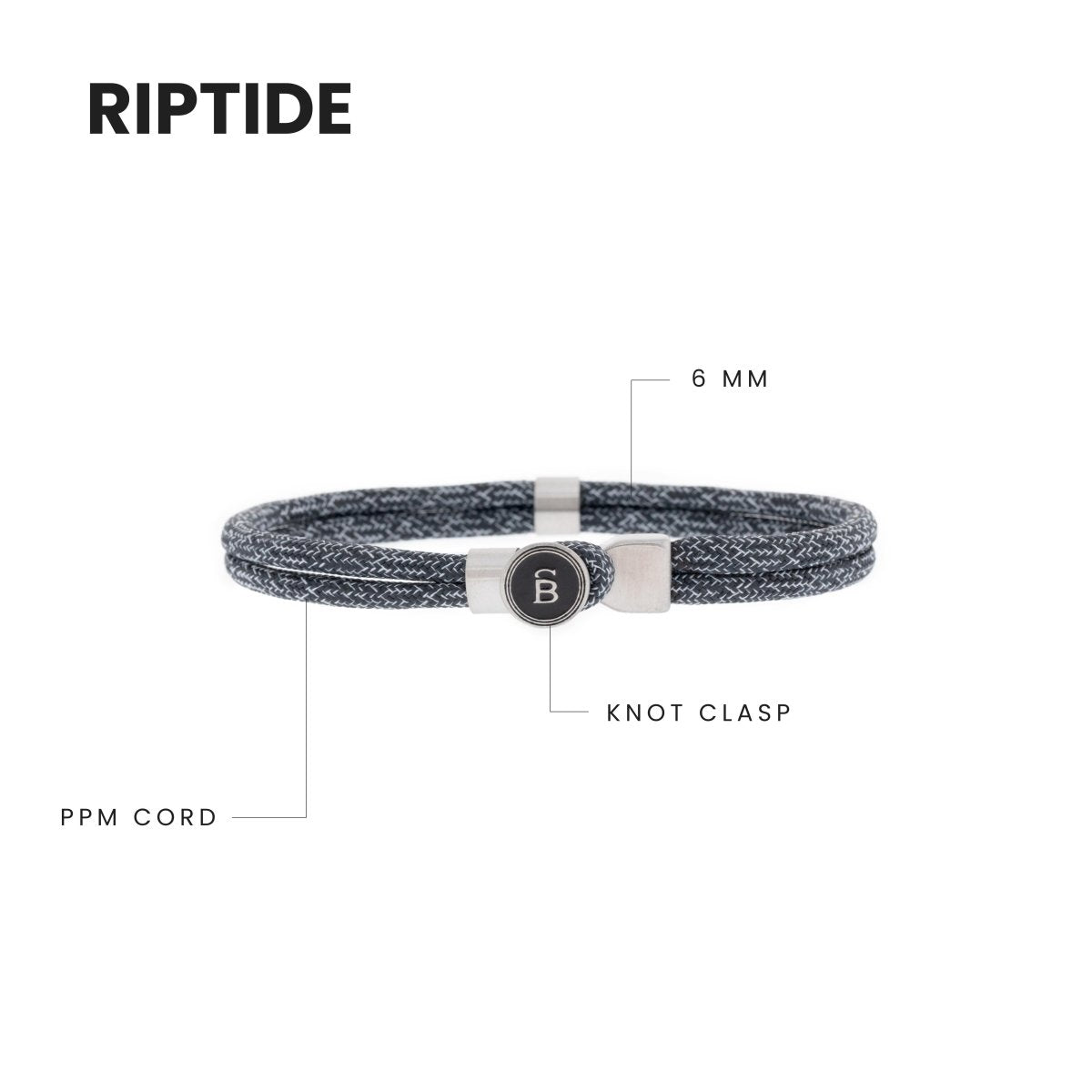 Riptide Rope Bracelet Antraciet - STEEL & BARNETT