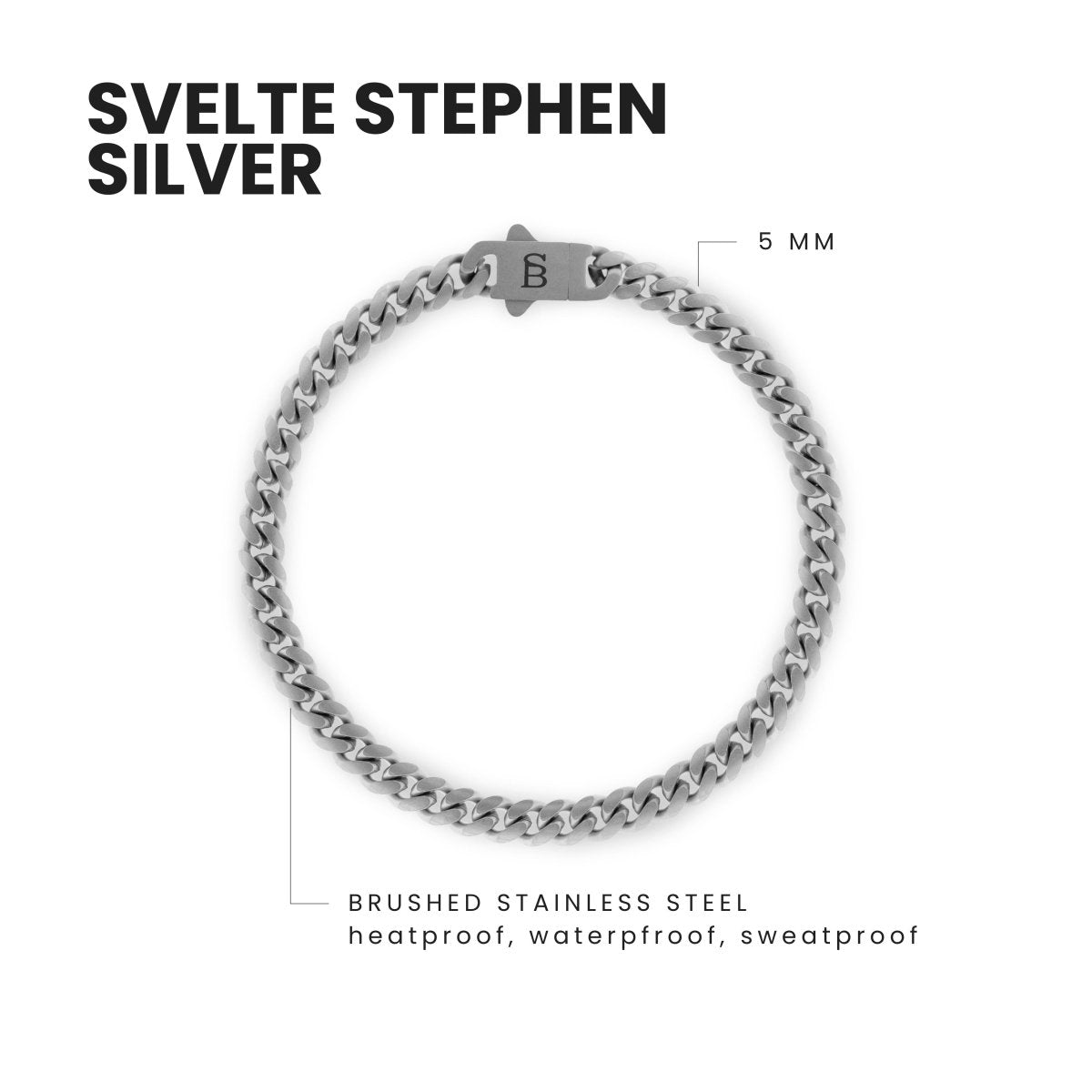 Svelte Stephen 5mm Chain Bracelet Silver - STEEL & BARNETT