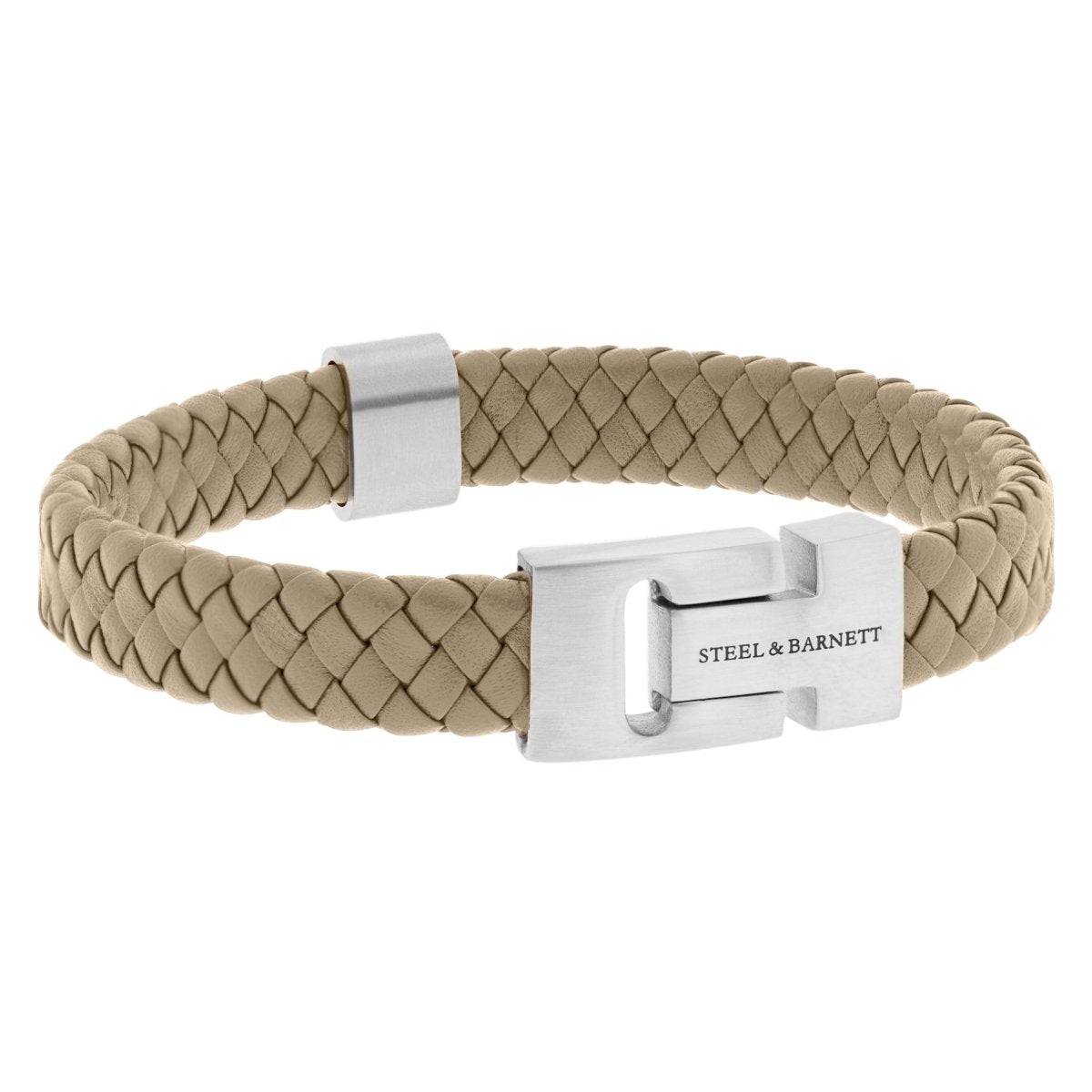 Thick Braided Ecru Leather Bracelet For Men - STEEL & BARNETT