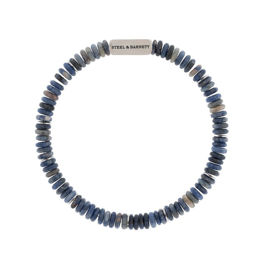 Two Tone Disc Gemstone Bracelet Matt Sodalite - STEEL & BARNETT