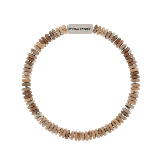 Two Tone Disc Gemstone Bracelet Picture Jasper - STEEL & BARNETT