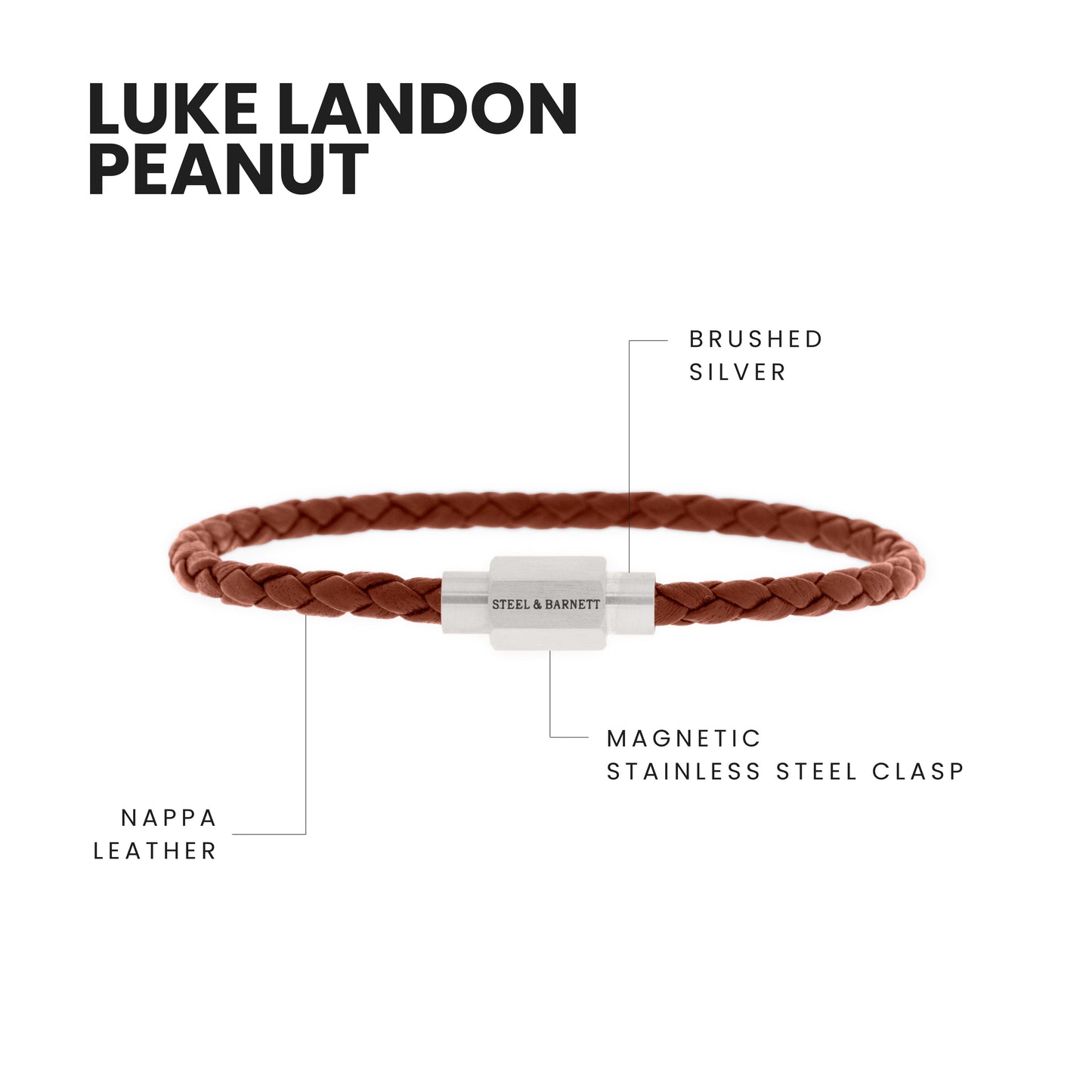 Luke Landon Nappa Leather Bracelet Peanut