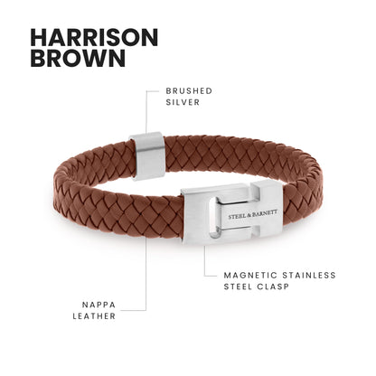 minimal leather bracelet for men stainless steel clasp