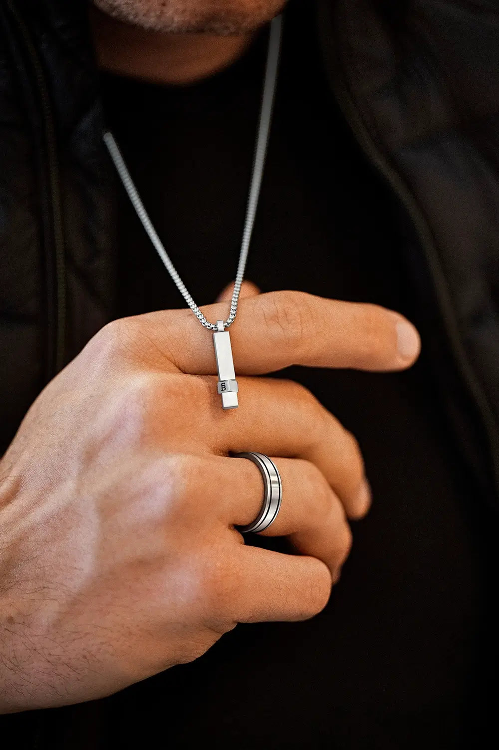 Elemental Bar Necklace Silver Adjustable 60-70cm/24-28'