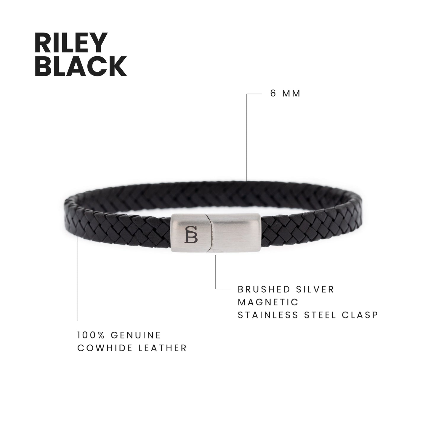 Riley Leather Bracelet Black