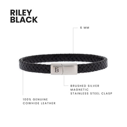 Riley Leather Bracelet Black