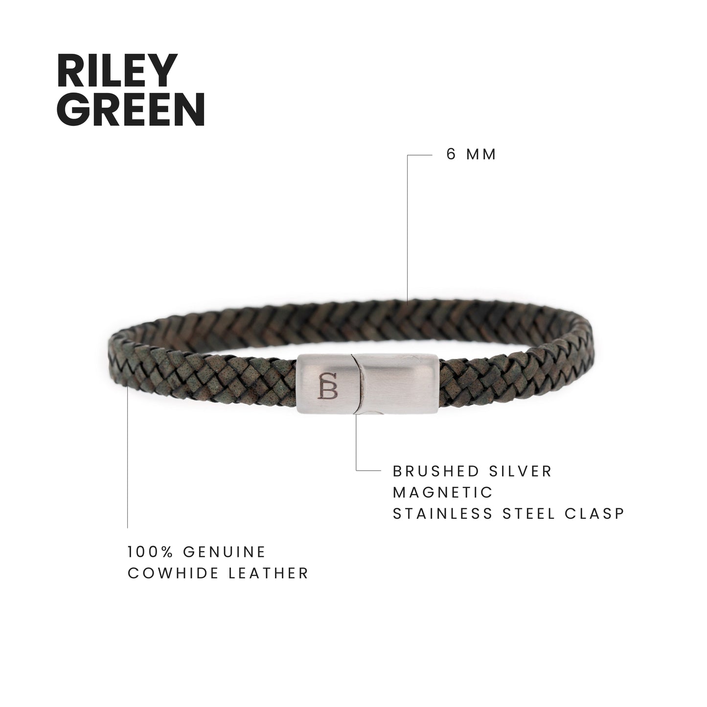 Riley Leren Armband Groen