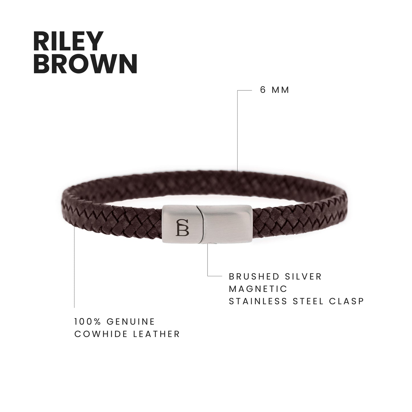 Riley Leather Bracelet Brown