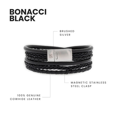 Bonacci Leather Bracelet Black